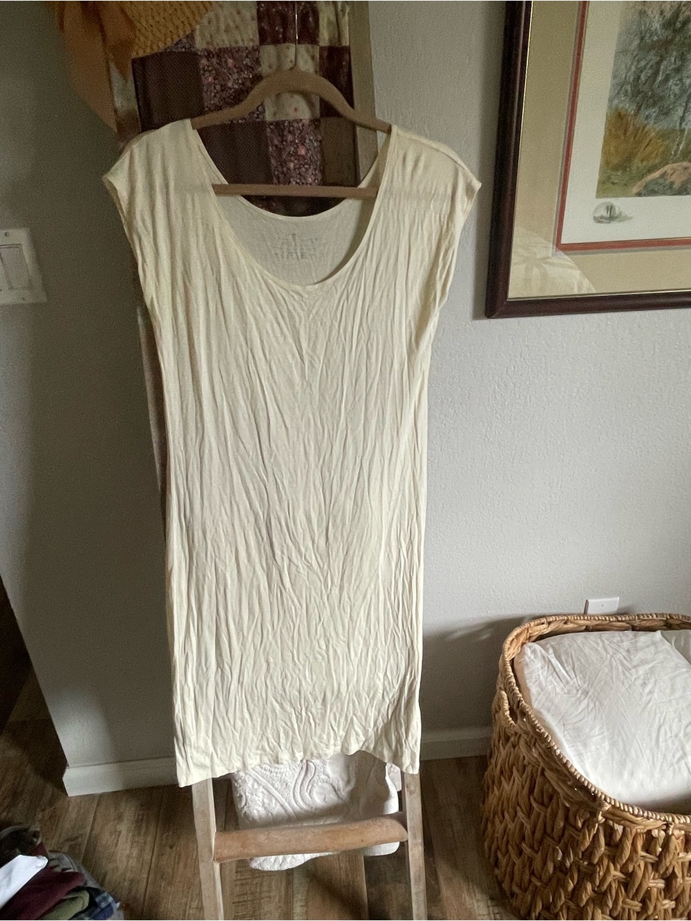 Women's Cream Scoop Neck Cap Sleeve Dress Slip